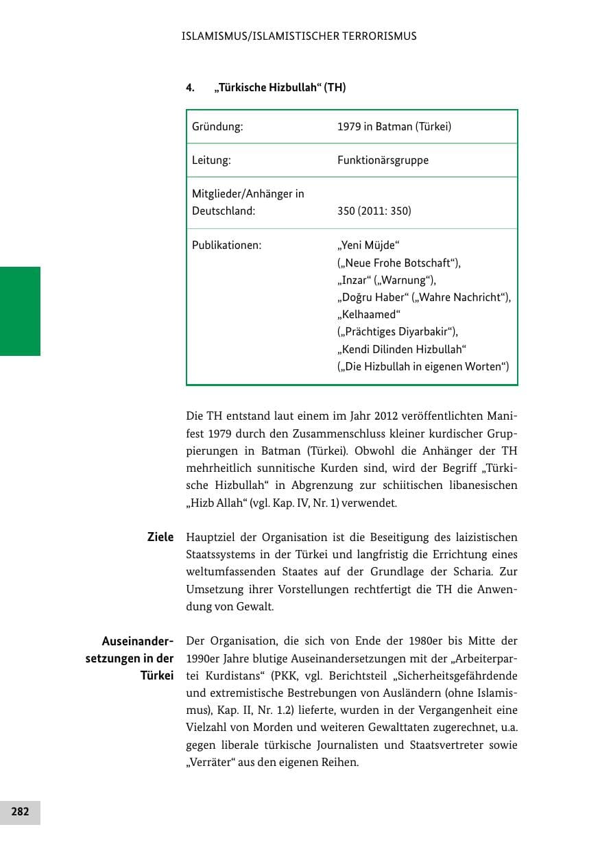 Seite 281 des Verfassungsschutzbericht 2012 Bund