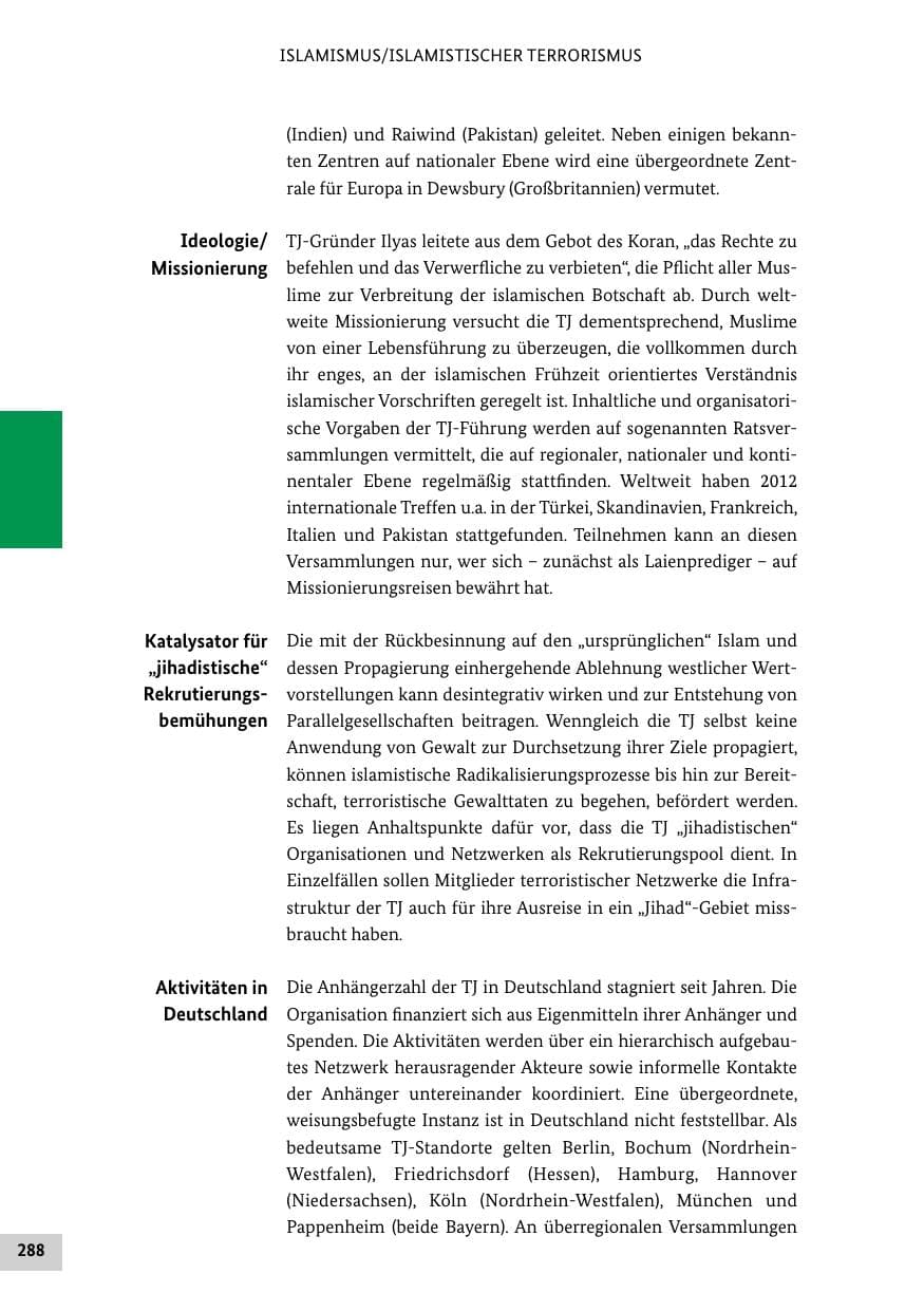 Seite 287 des Verfassungsschutzbericht 2012 Bund