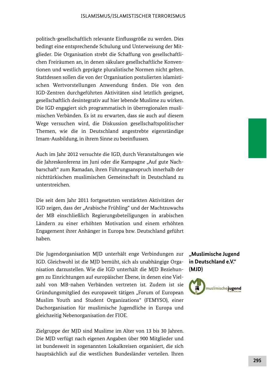 Seite 294 des Verfassungsschutzbericht 2012 Bund