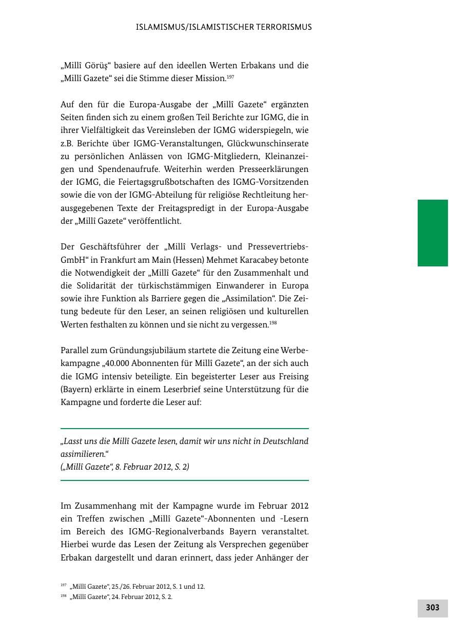 Seite 302 des Verfassungsschutzbericht 2012 Bund