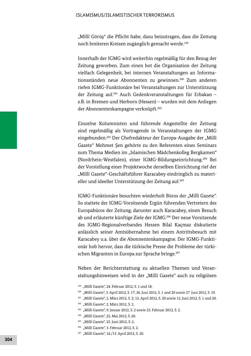 Seite 303 des Verfassungsschutzbericht 2012 Bund