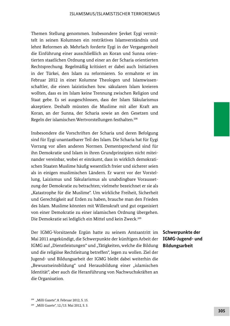 Seite 304 des Verfassungsschutzbericht 2012 Bund