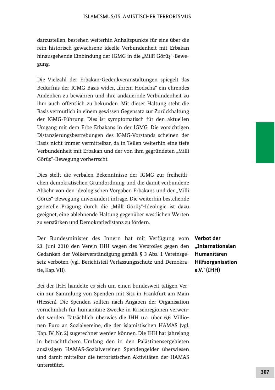 Seite 306 des Verfassungsschutzbericht 2012 Bund