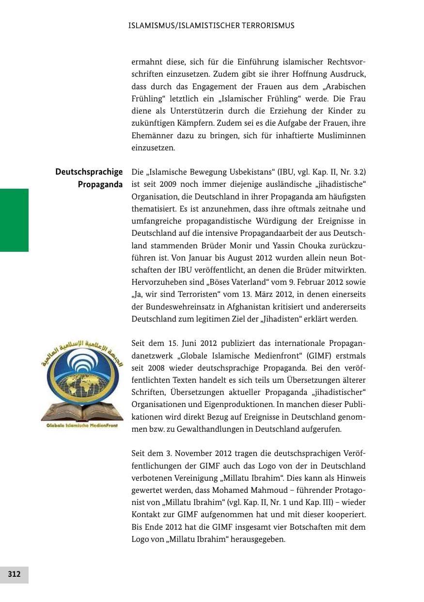 Seite 311 des Verfassungsschutzbericht 2012 Bund