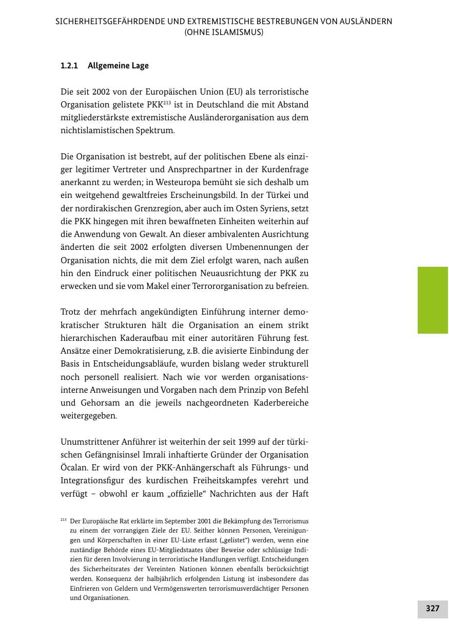 Seite 326 des Verfassungsschutzbericht 2012 Bund