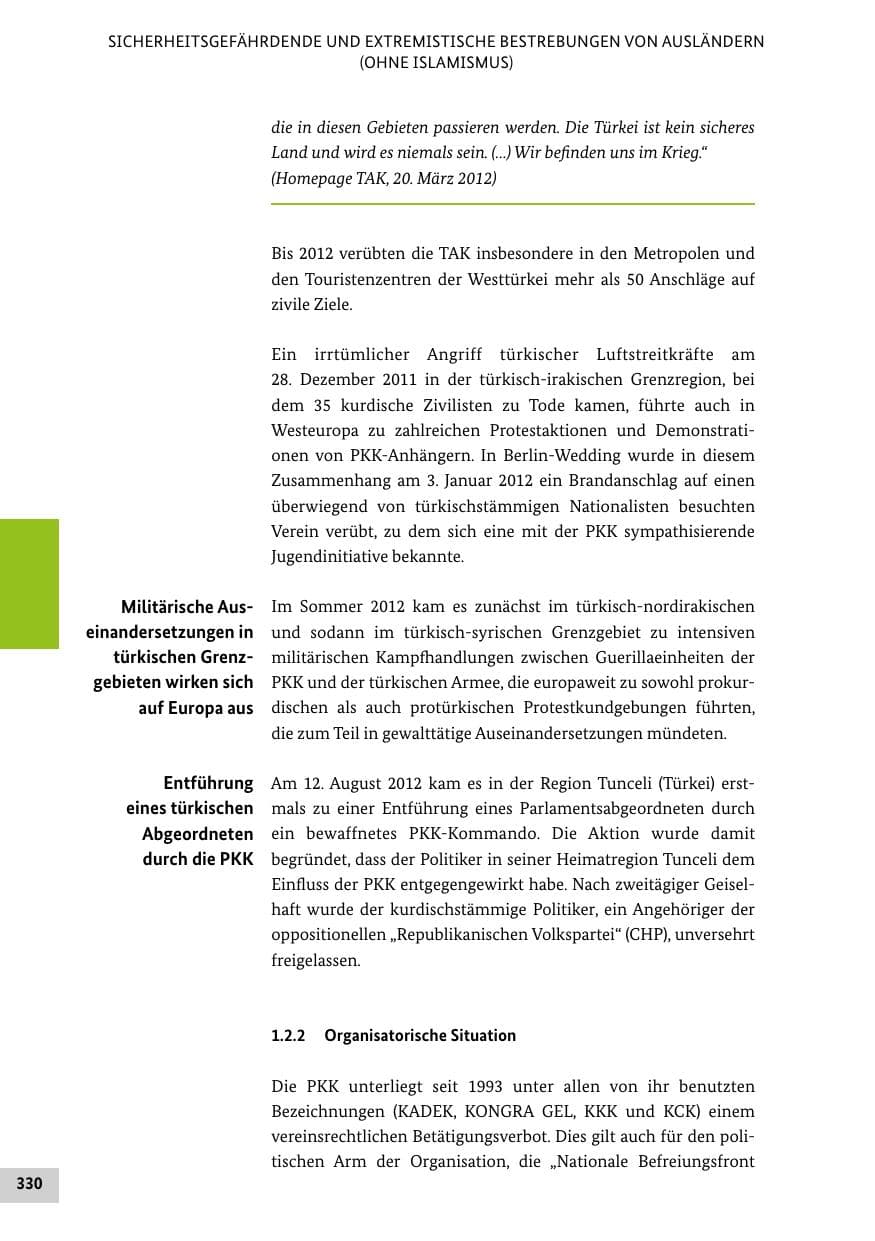 Seite 329 des Verfassungsschutzbericht 2012 Bund