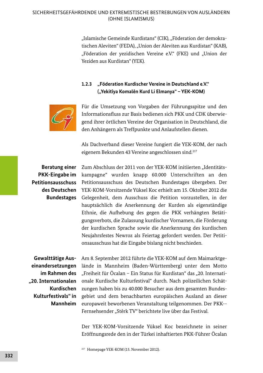 Seite 331 des Verfassungsschutzbericht 2012 Bund