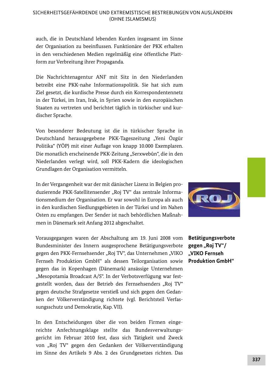 Seite 336 des Verfassungsschutzbericht 2012 Bund