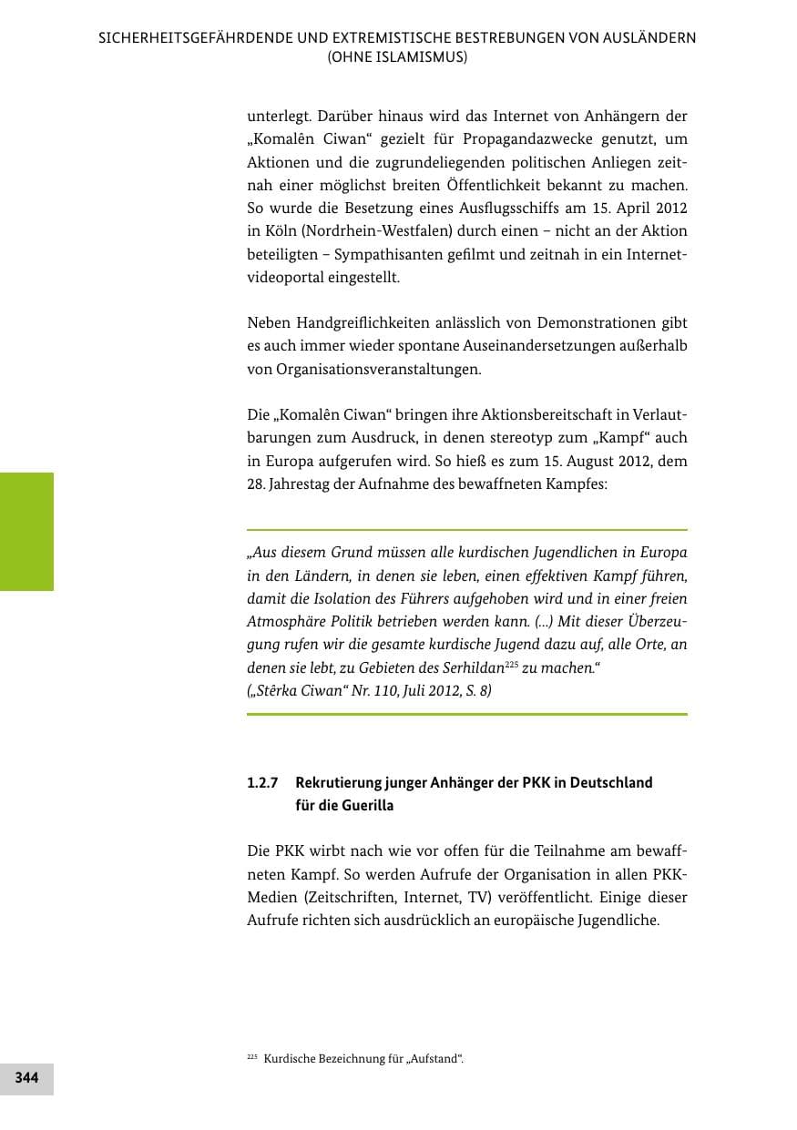 Seite 343 des Verfassungsschutzbericht 2012 Bund