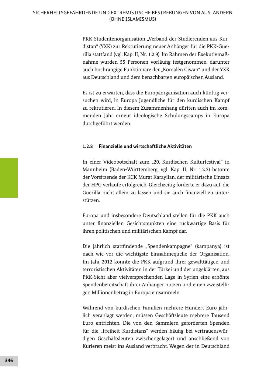 Seite 345 des Verfassungsschutzbericht 2012 Bund