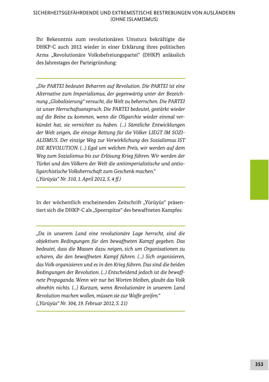 Seite 352 des Verfassungsschutzbericht 2012 Bund