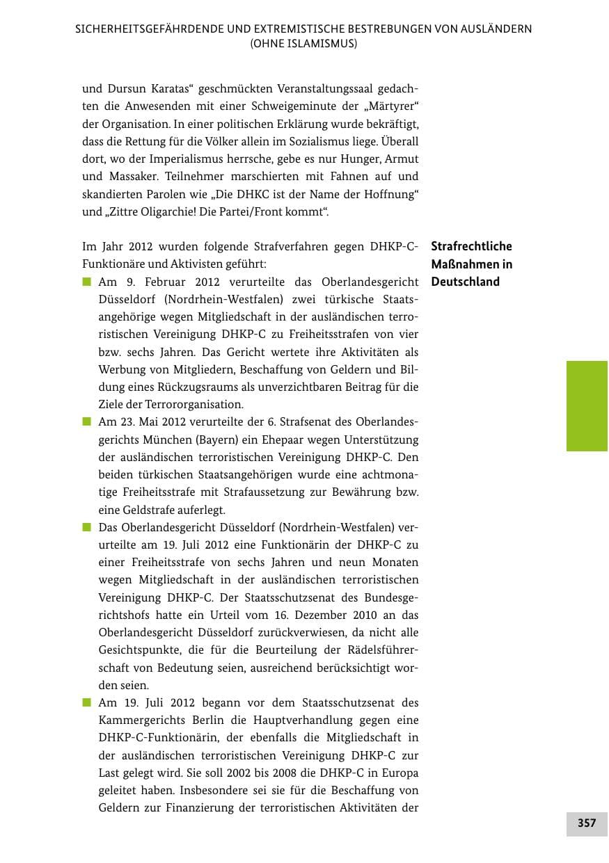 Seite 356 des Verfassungsschutzbericht 2012 Bund