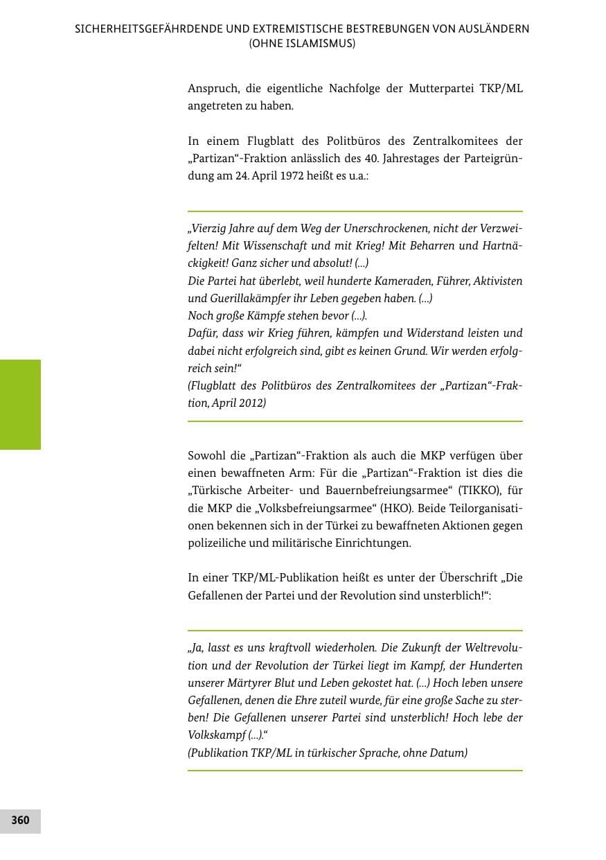 Seite 359 des Verfassungsschutzbericht 2012 Bund