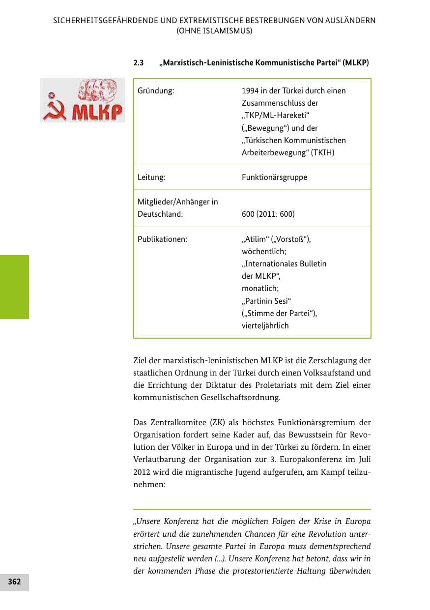 Seite 361 des Verfassungsschutzbericht 2012 Bund