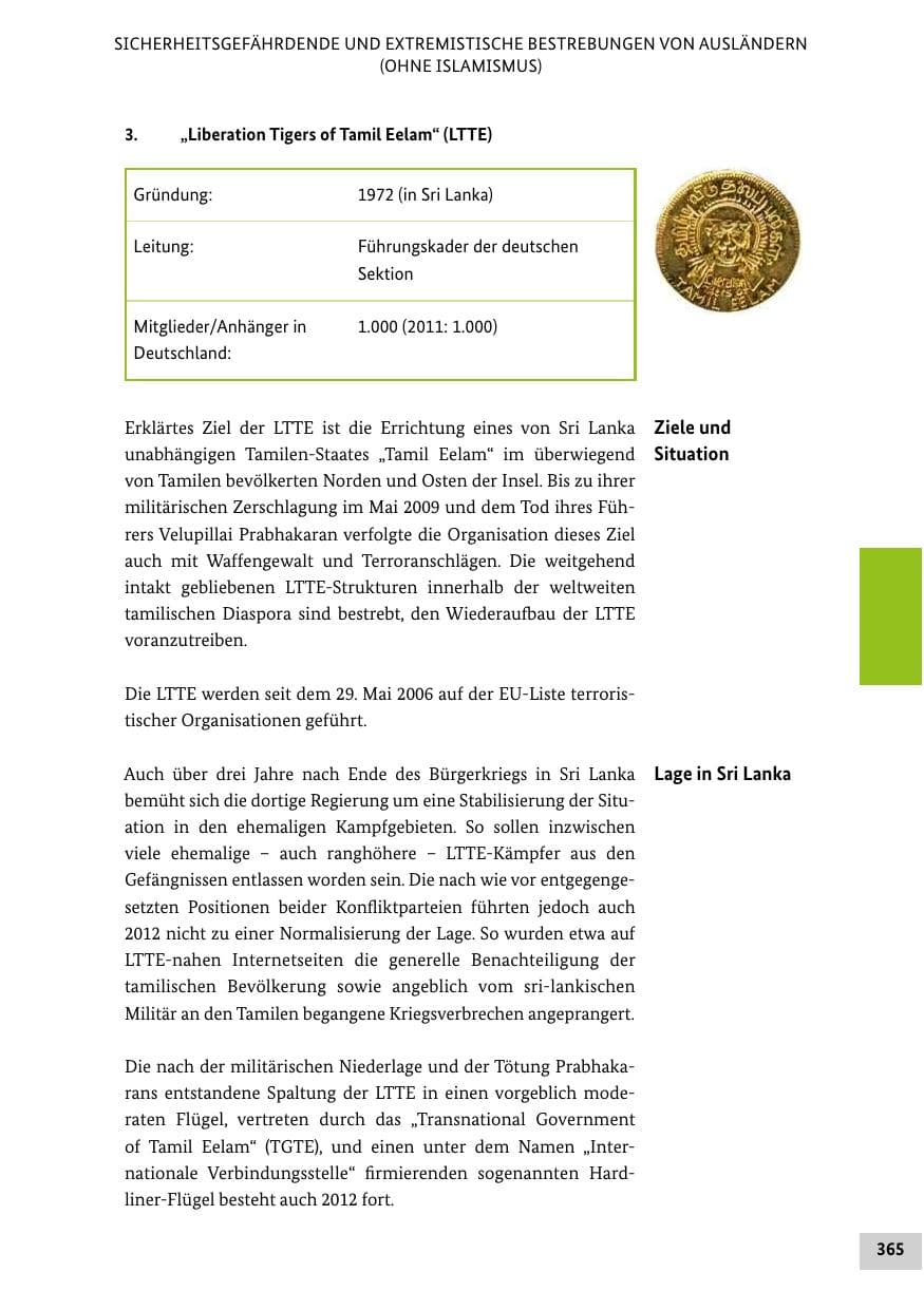 Seite 364 des Verfassungsschutzbericht 2012 Bund