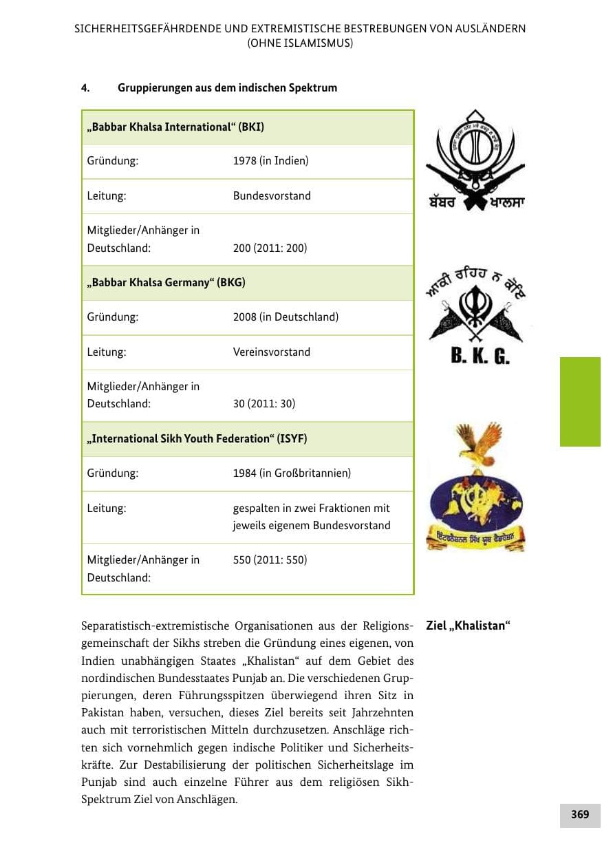 Seite 368 des Verfassungsschutzbericht 2012 Bund