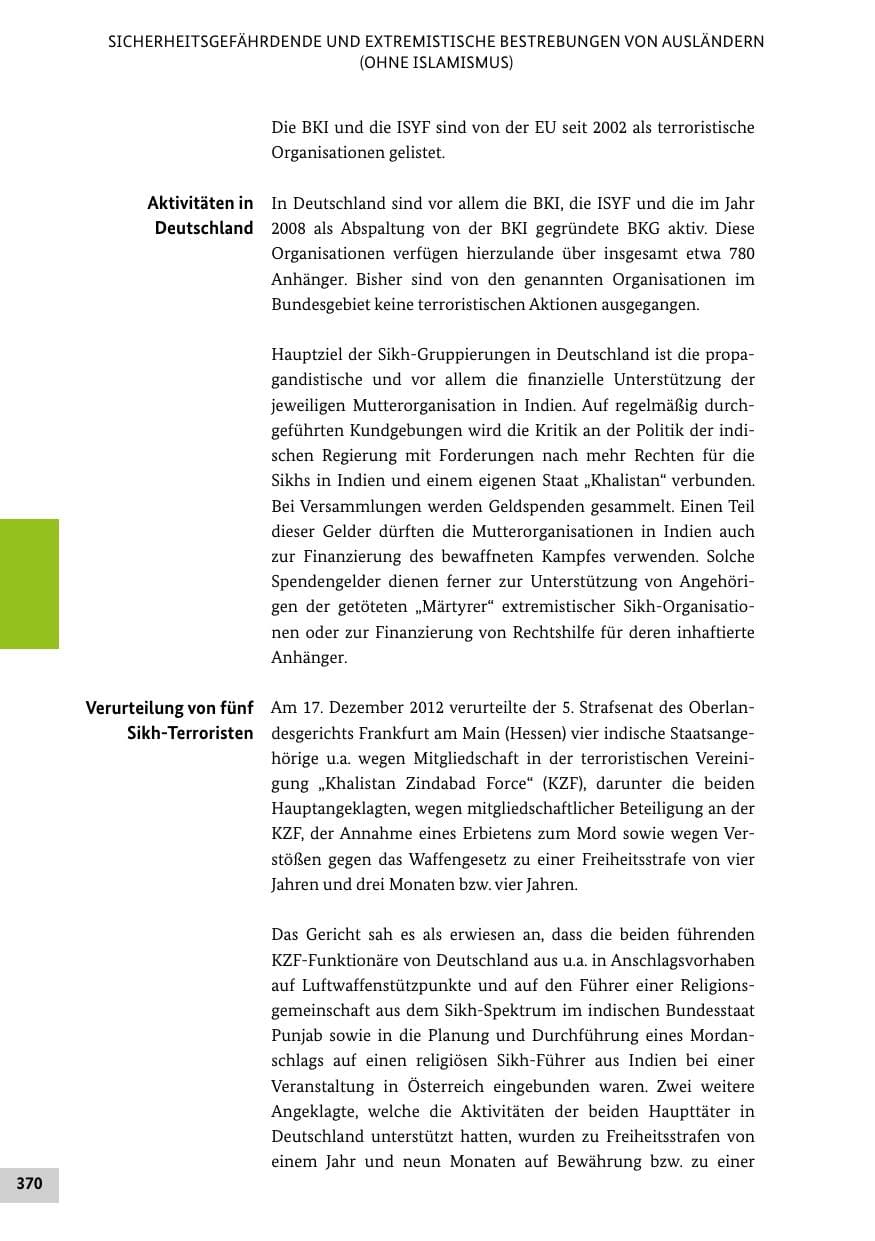 Seite 369 des Verfassungsschutzbericht 2012 Bund