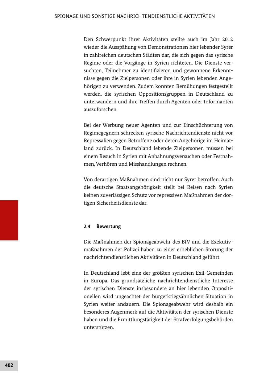 Seite 401 des Verfassungsschutzbericht 2012 Bund