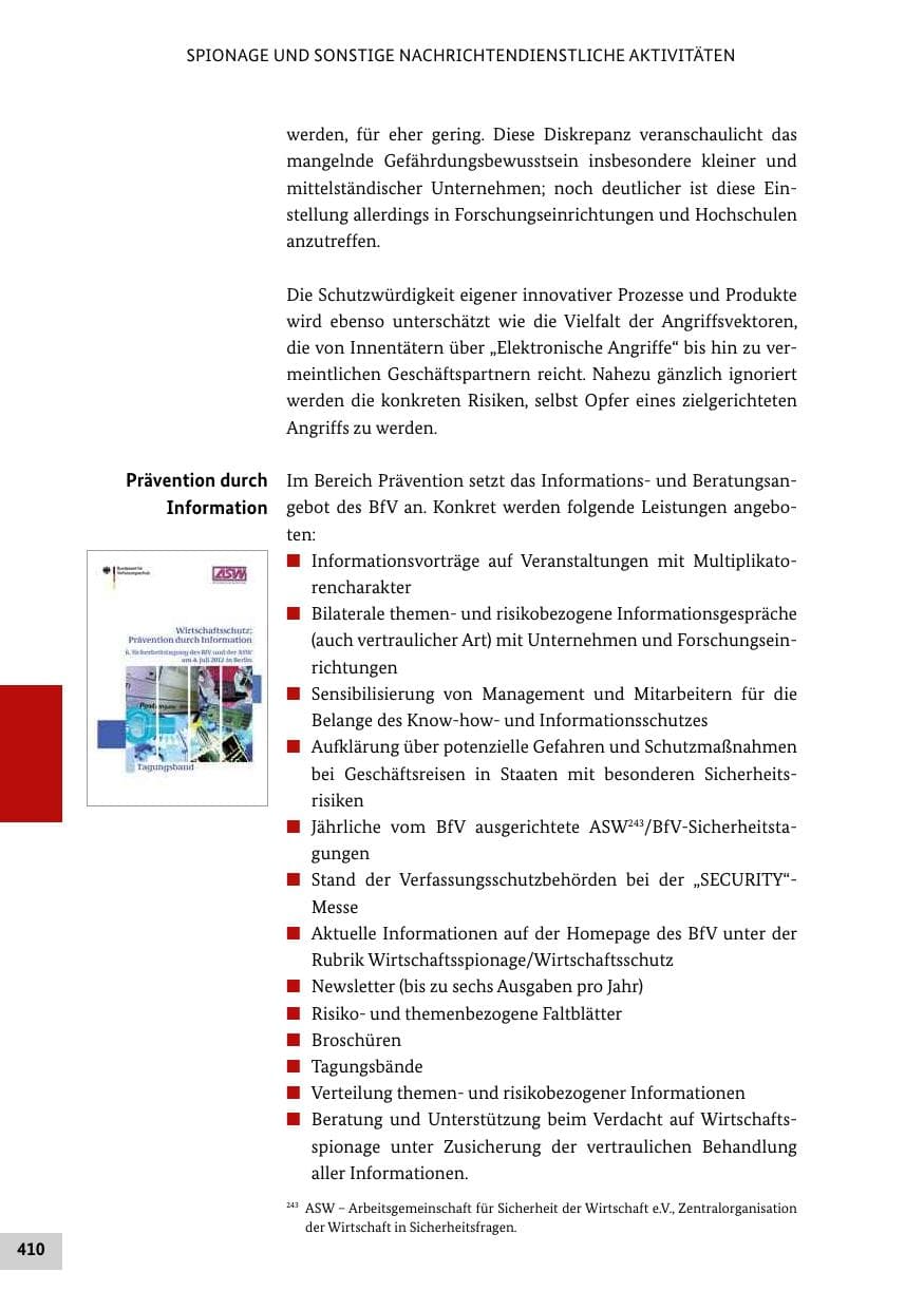 Seite 409 des Verfassungsschutzbericht 2012 Bund