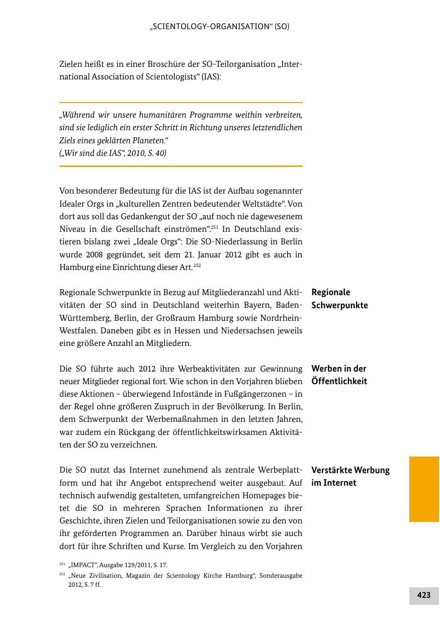 Seite 422 des Verfassungsschutzbericht 2012 Bund