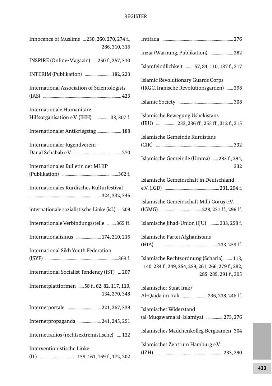 Seite 432 des Verfassungsschutzbericht 2012 Bund