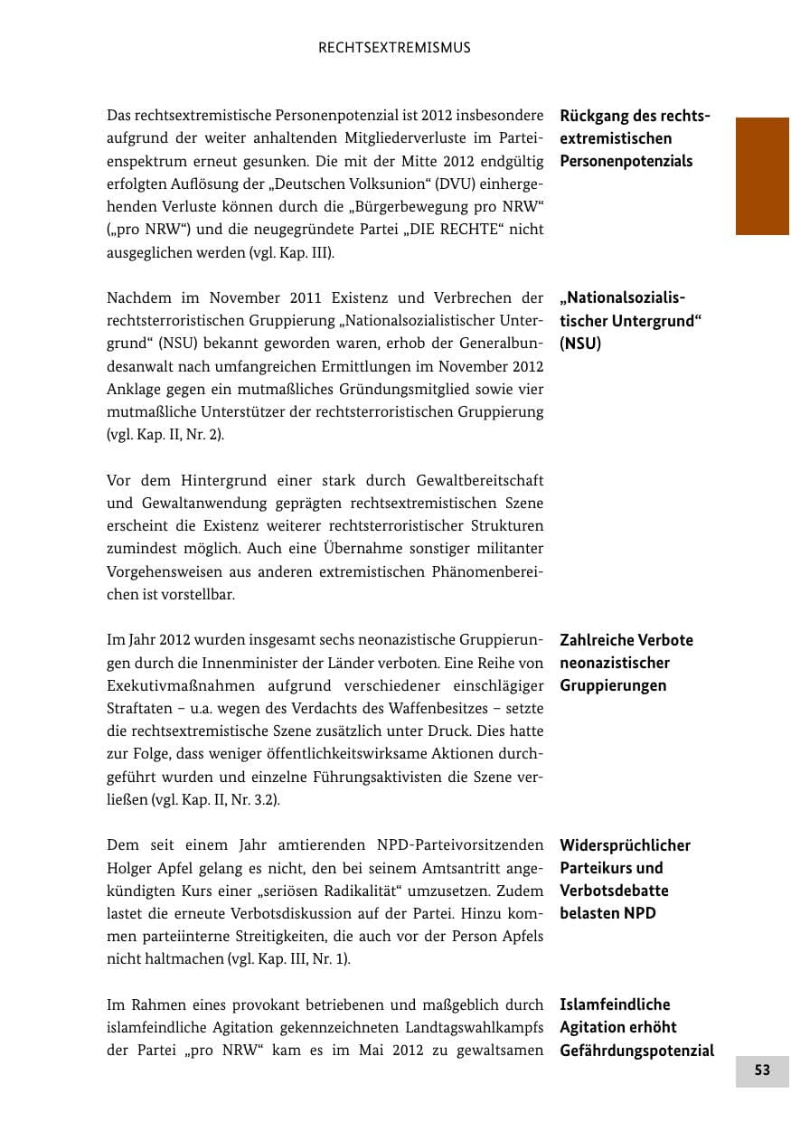 Seite 52 des Verfassungsschutzbericht 2012 Bund