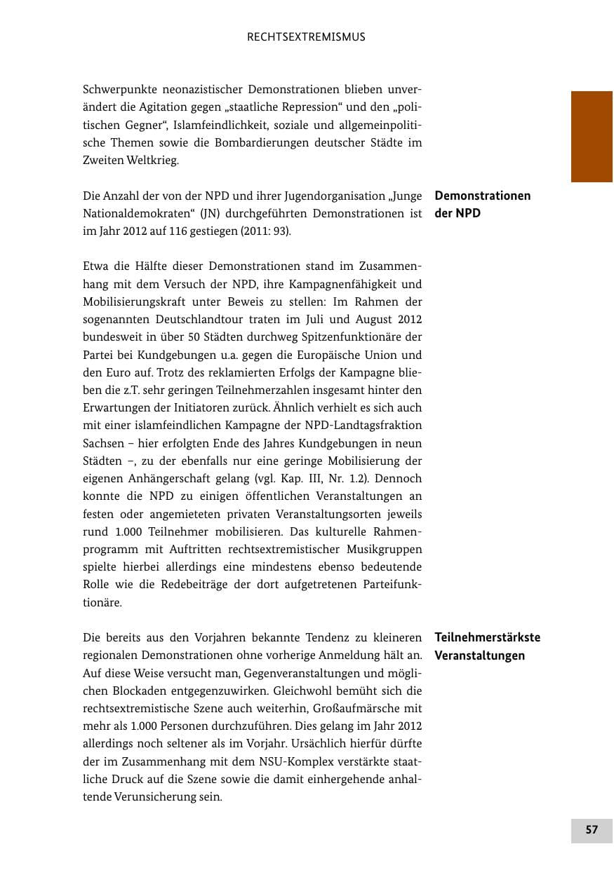 Seite 56 des Verfassungsschutzbericht 2012 Bund
