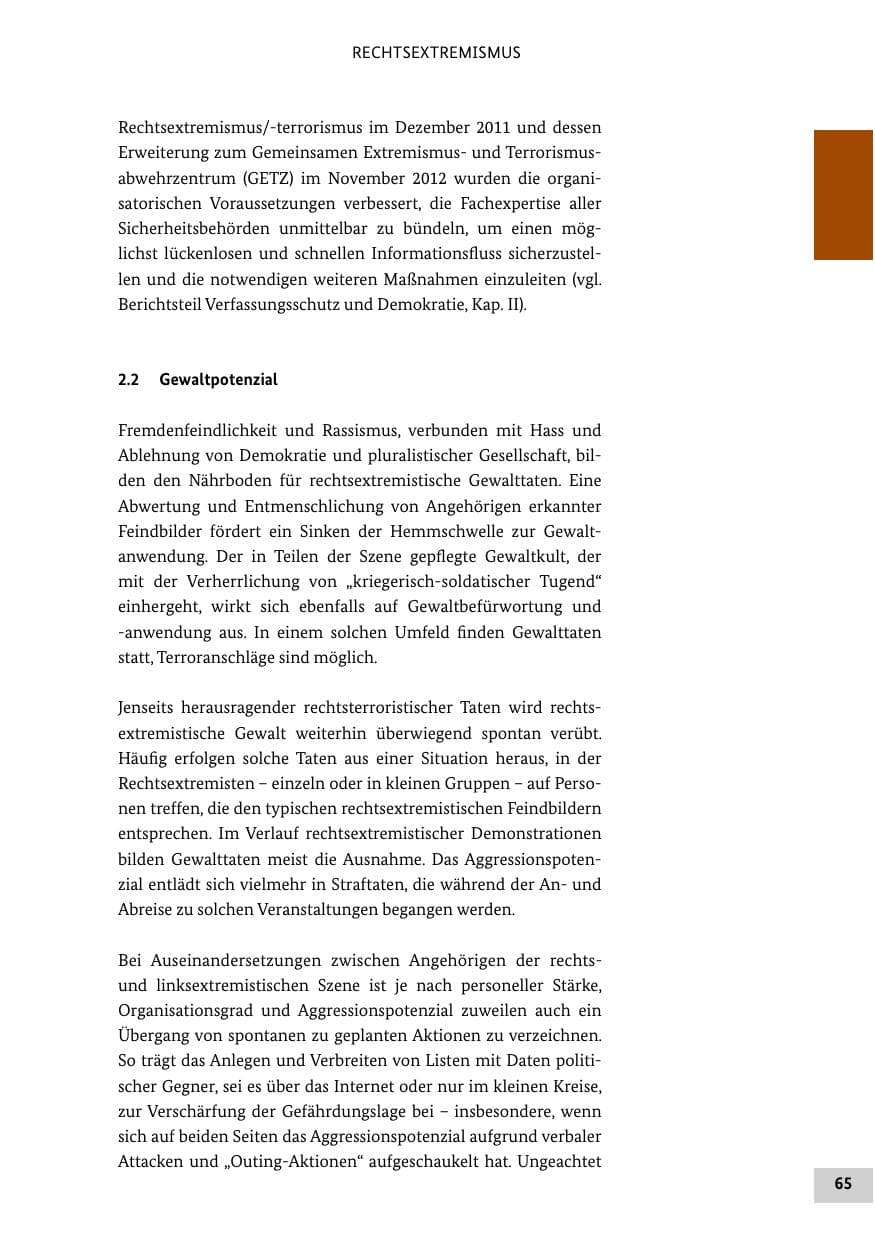 Seite 64 des Verfassungsschutzbericht 2012 Bund