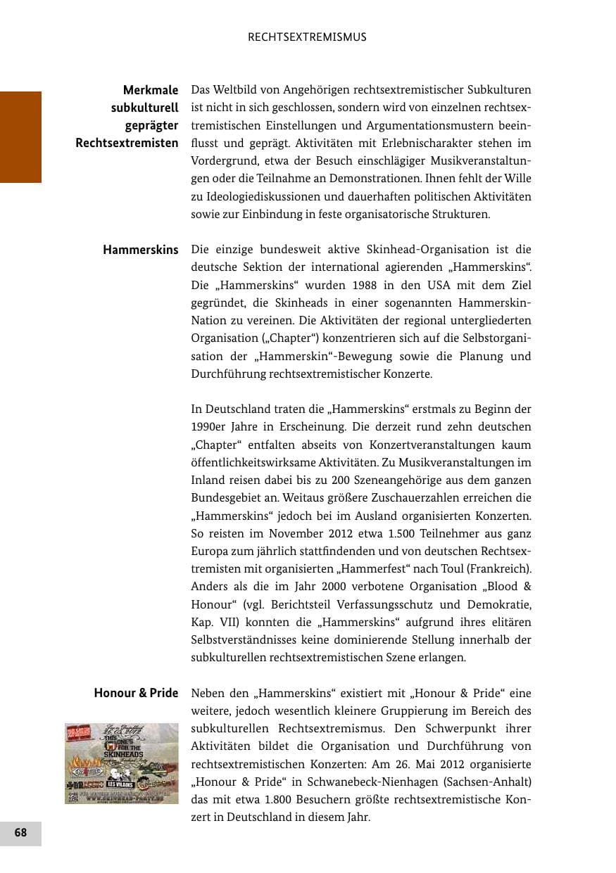 Seite 67 des Verfassungsschutzbericht 2012 Bund