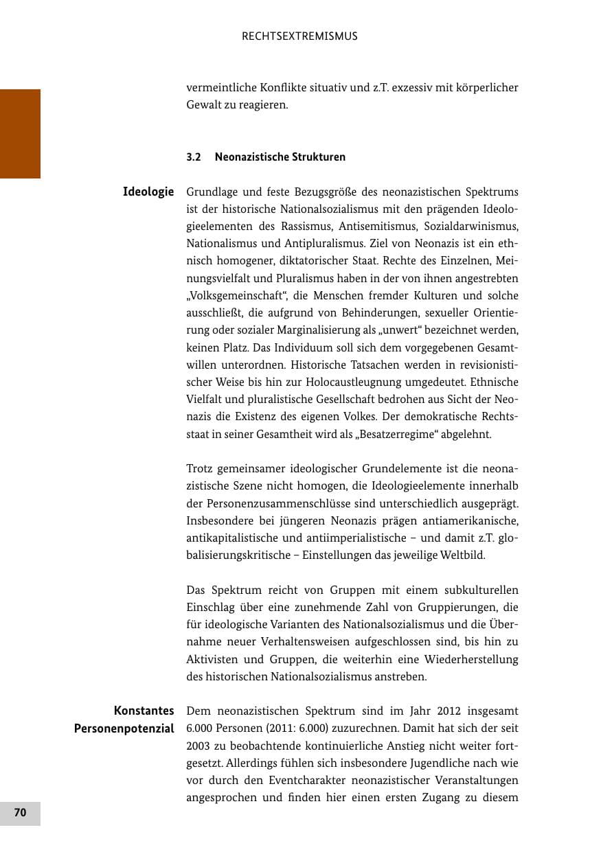 Seite 69 des Verfassungsschutzbericht 2012 Bund