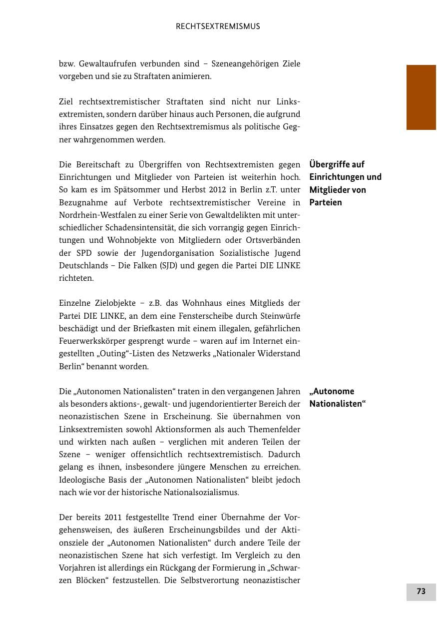 Seite 72 des Verfassungsschutzbericht 2012 Bund