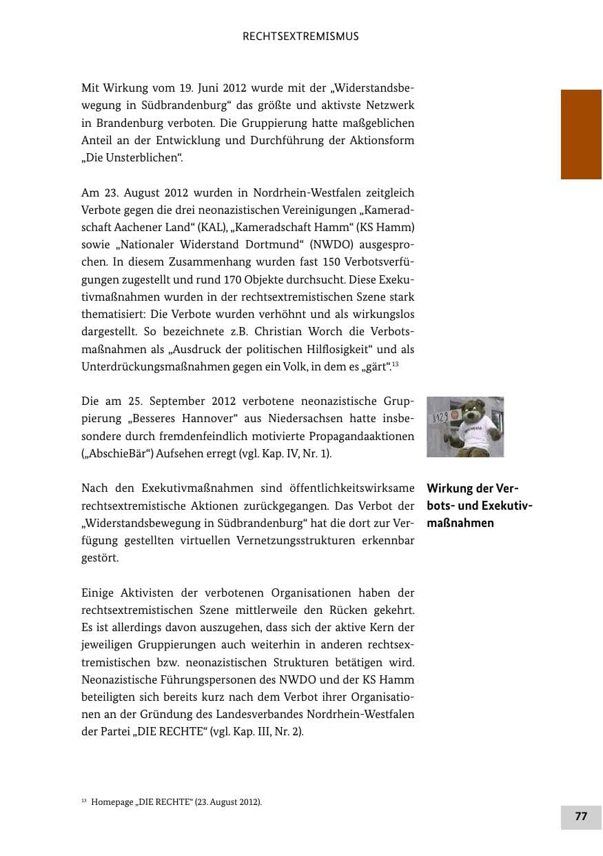 Seite 76 des Verfassungsschutzbericht 2012 Bund