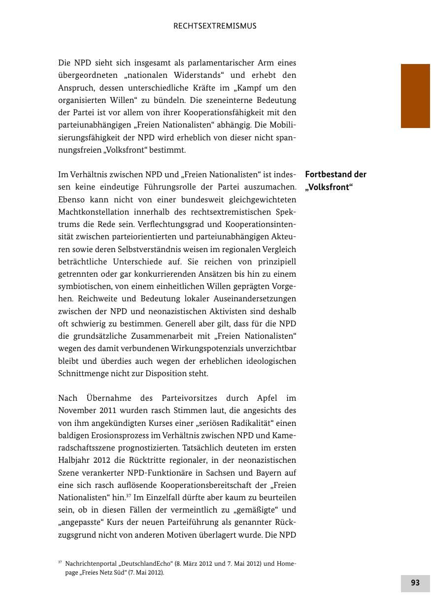 Seite 92 des Verfassungsschutzbericht 2012 Bund