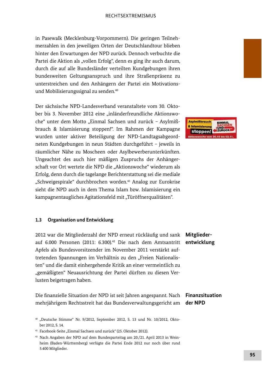 Seite 94 des Verfassungsschutzbericht 2012 Bund