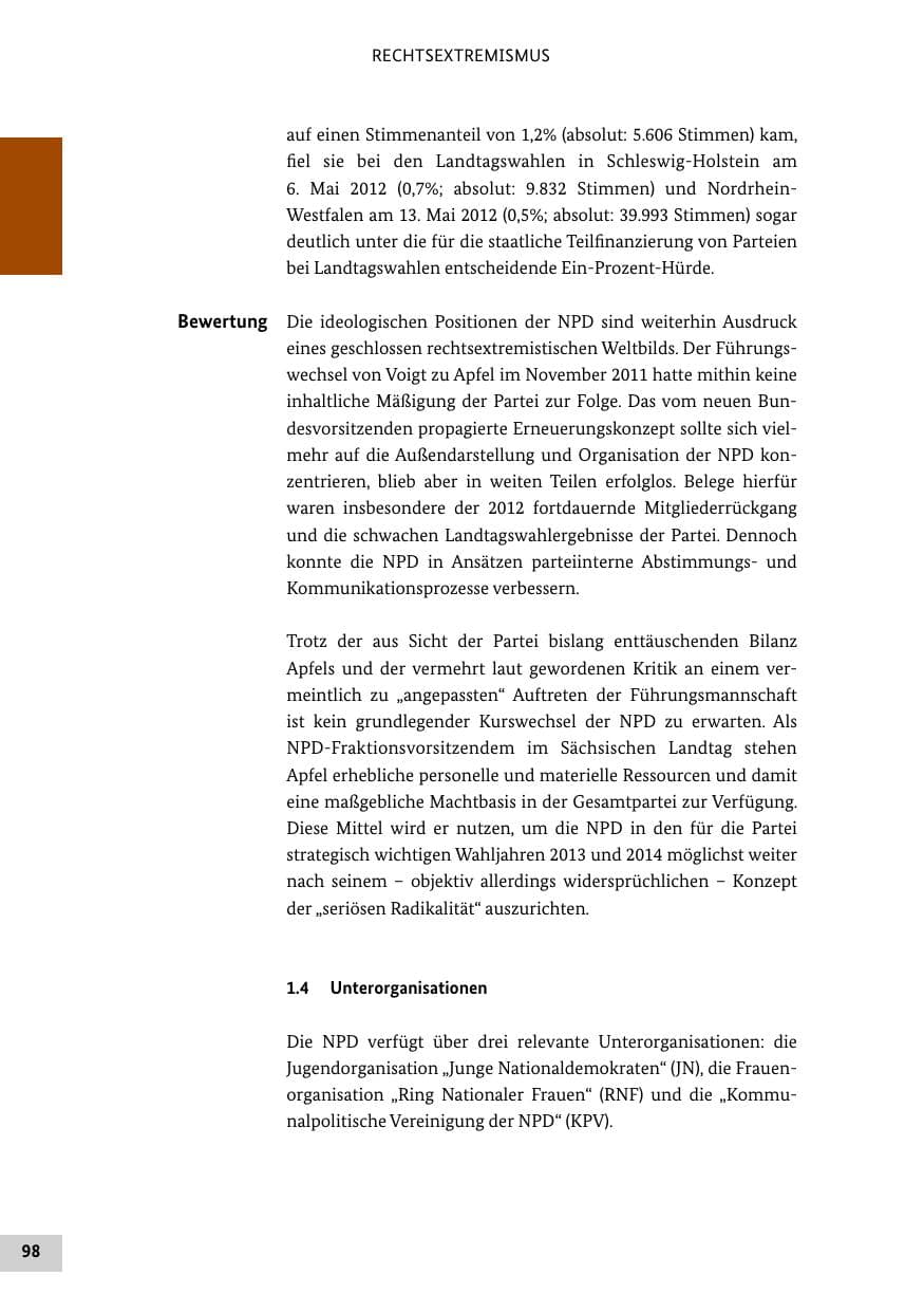 Seite 97 des Verfassungsschutzbericht 2012 Bund