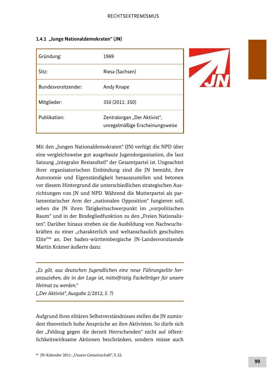 Seite 98 des Verfassungsschutzbericht 2012 Bund