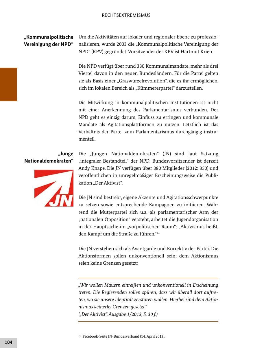 Seite 103 des Verfassungsschutzbericht 2013 Bund