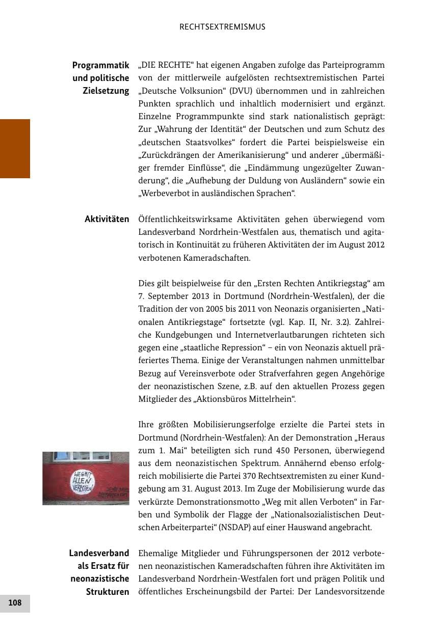 Seite 107 des Verfassungsschutzbericht 2013 Bund