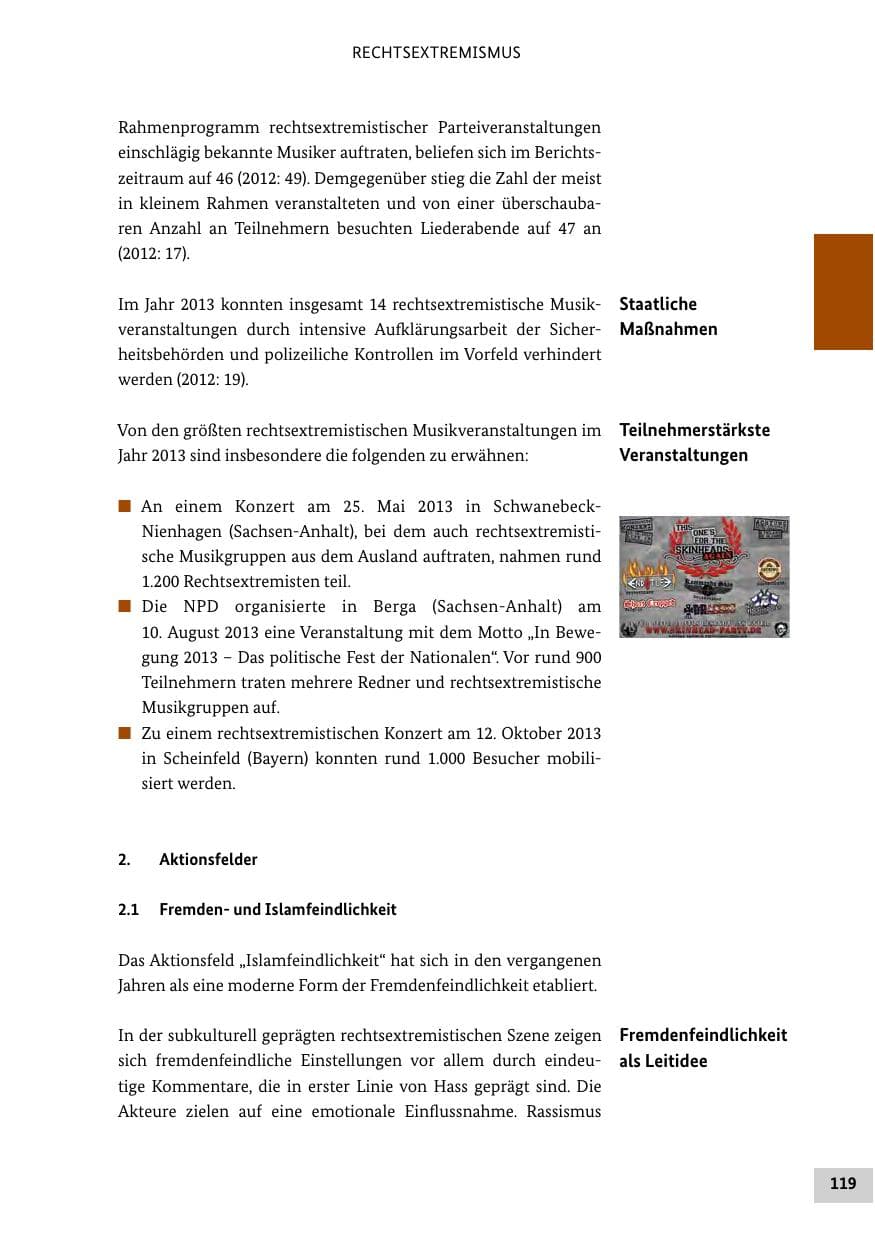 Seite 118 des Verfassungsschutzbericht 2013 Bund