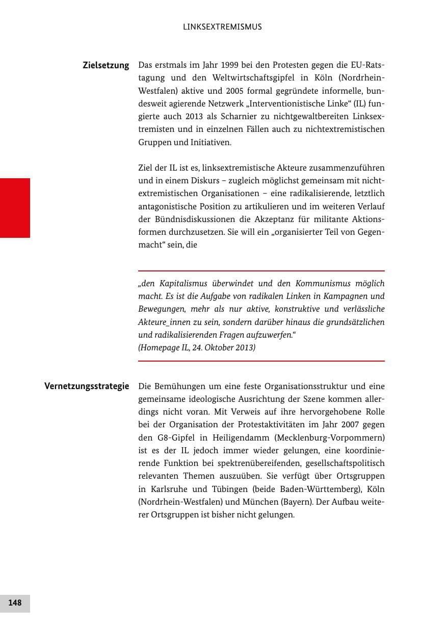 Seite 147 des Verfassungsschutzbericht 2013 Bund