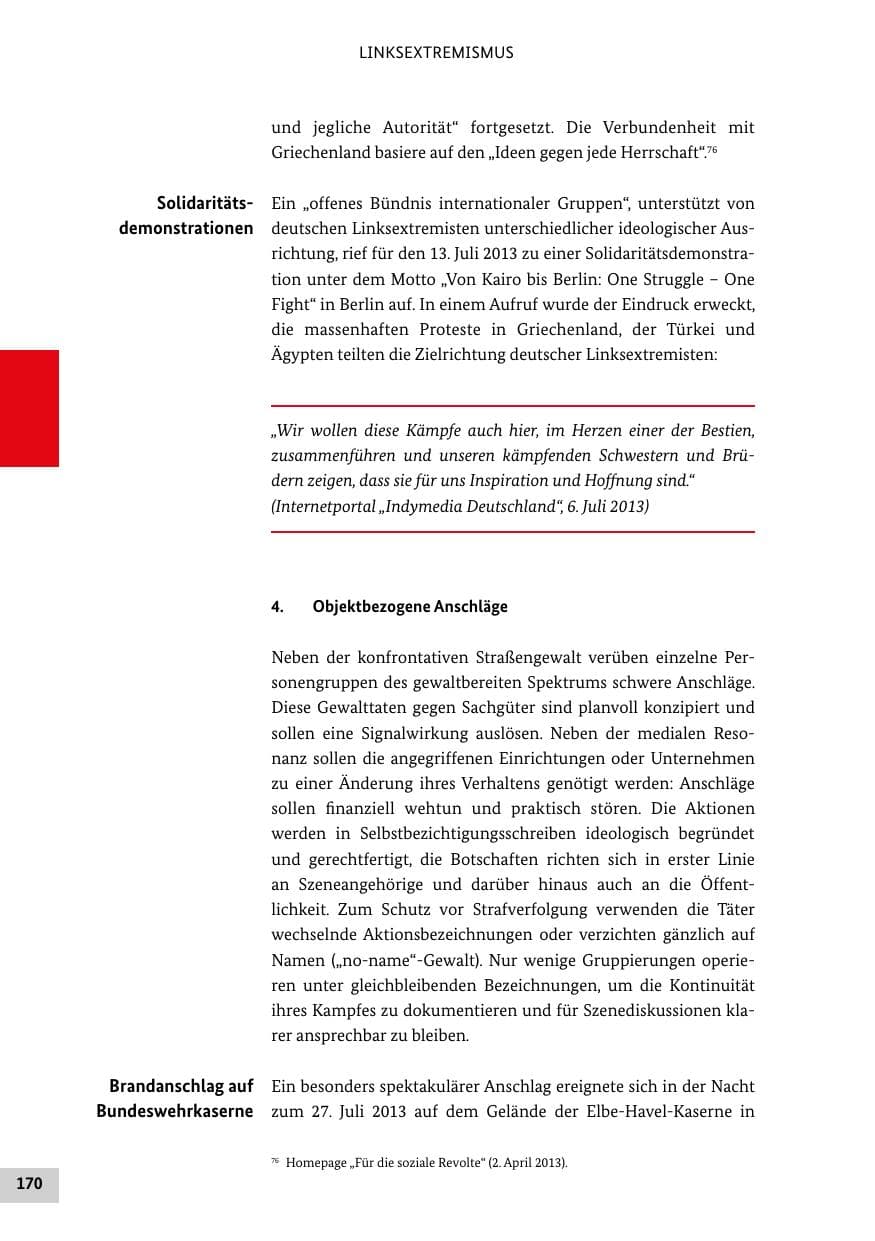 Seite 169 des Verfassungsschutzbericht 2013 Bund