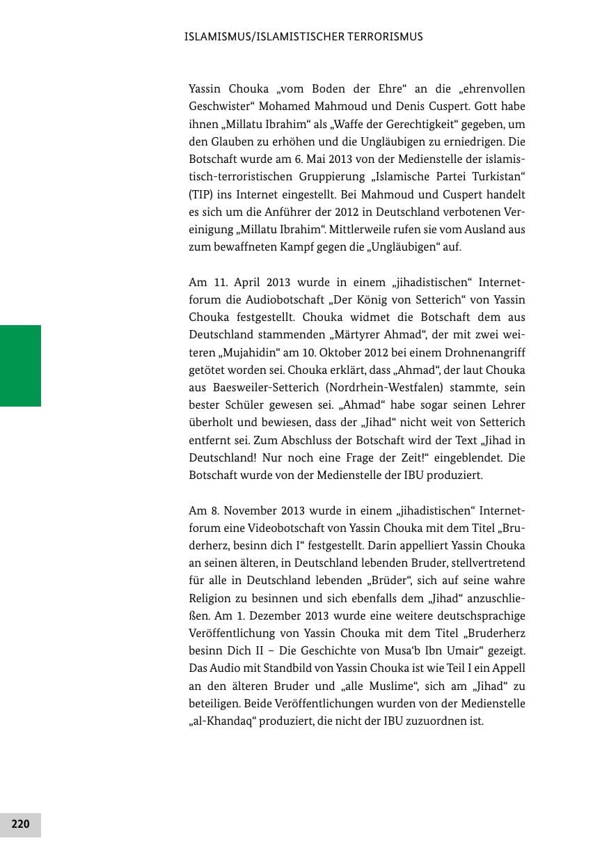 Seite 219 des Verfassungsschutzbericht 2013 Bund