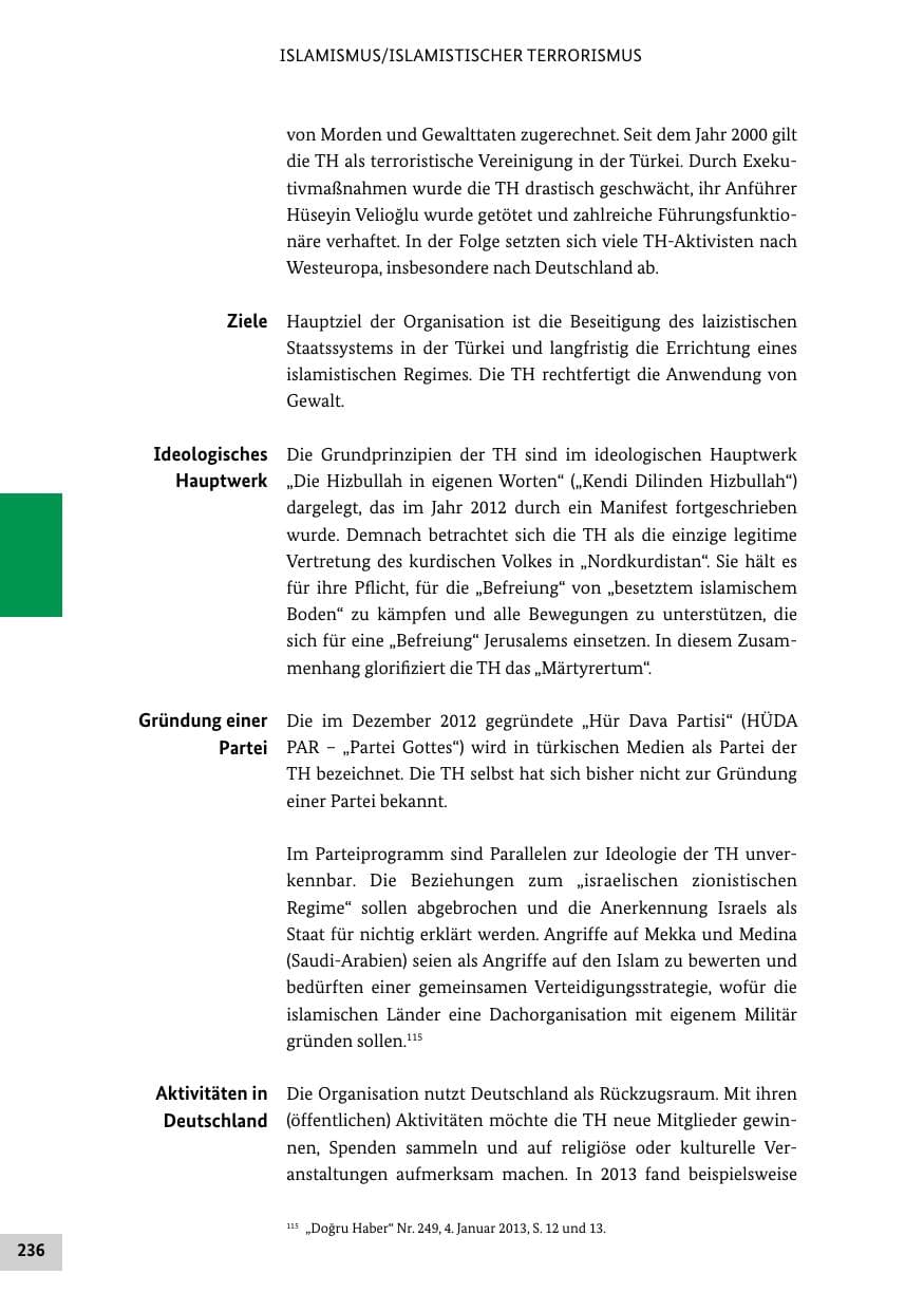 Seite 235 des Verfassungsschutzbericht 2013 Bund