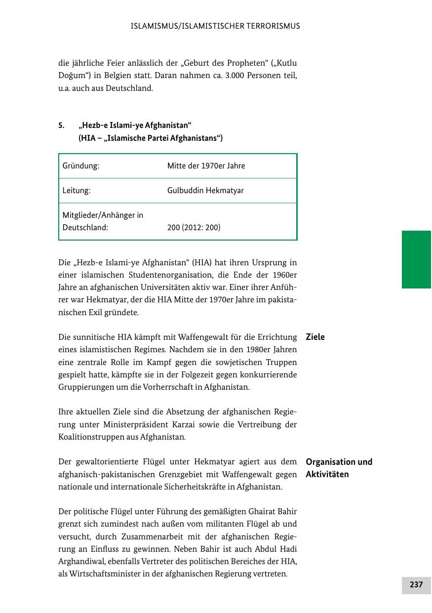 Seite 236 des Verfassungsschutzbericht 2013 Bund