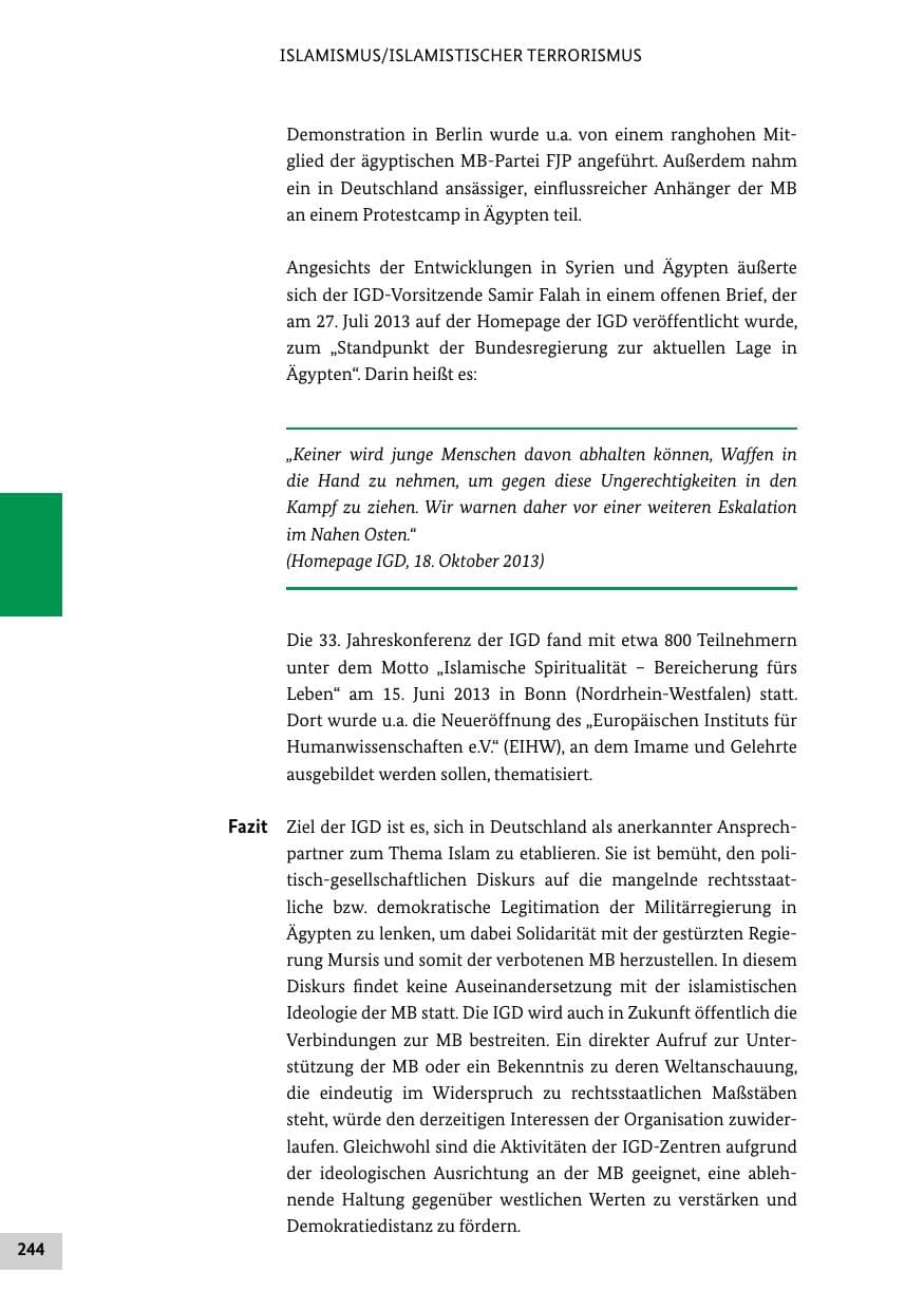 Seite 243 des Verfassungsschutzbericht 2013 Bund
