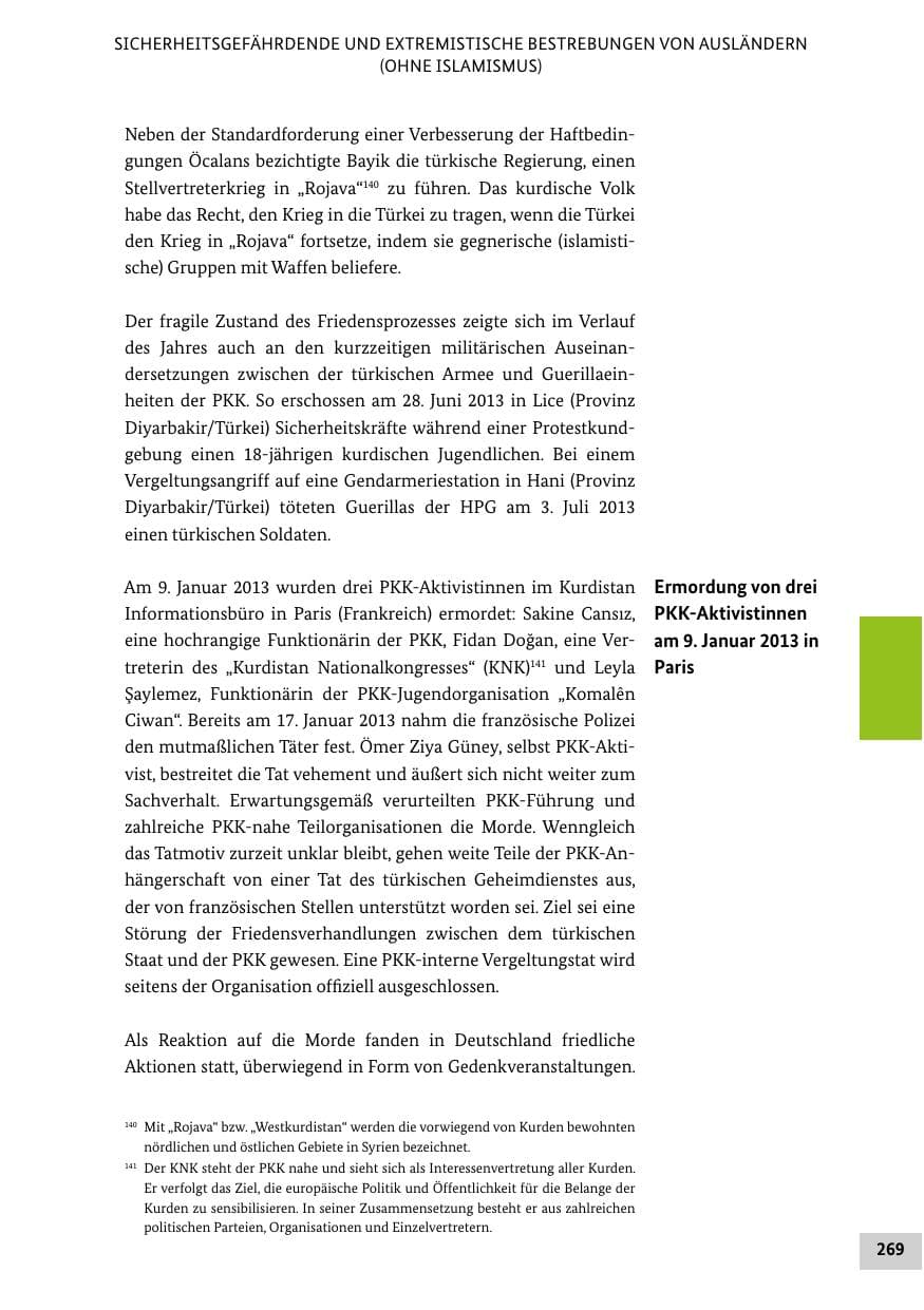 Seite 268 des Verfassungsschutzbericht 2013 Bund