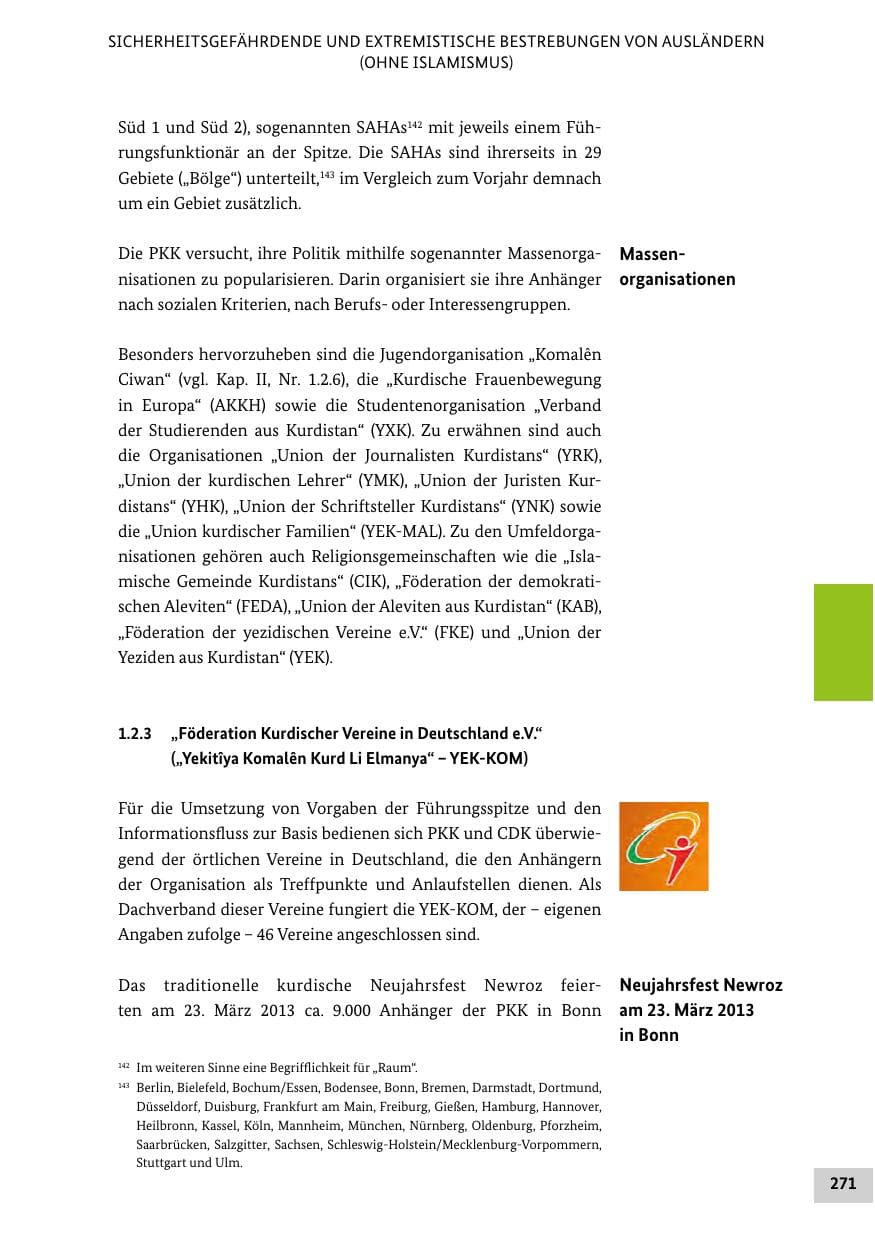 Seite 270 des Verfassungsschutzbericht 2013 Bund