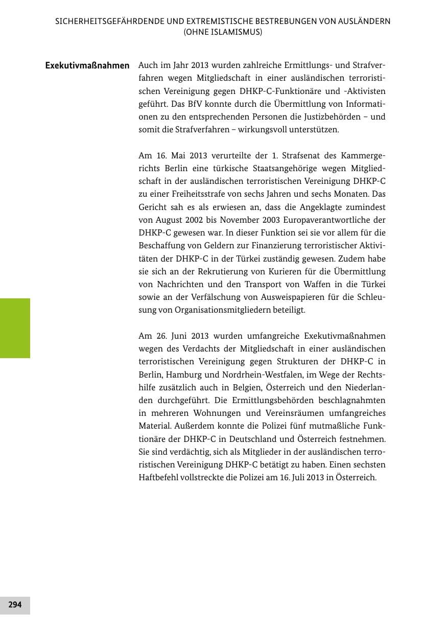 Seite 293 des Verfassungsschutzbericht 2013 Bund