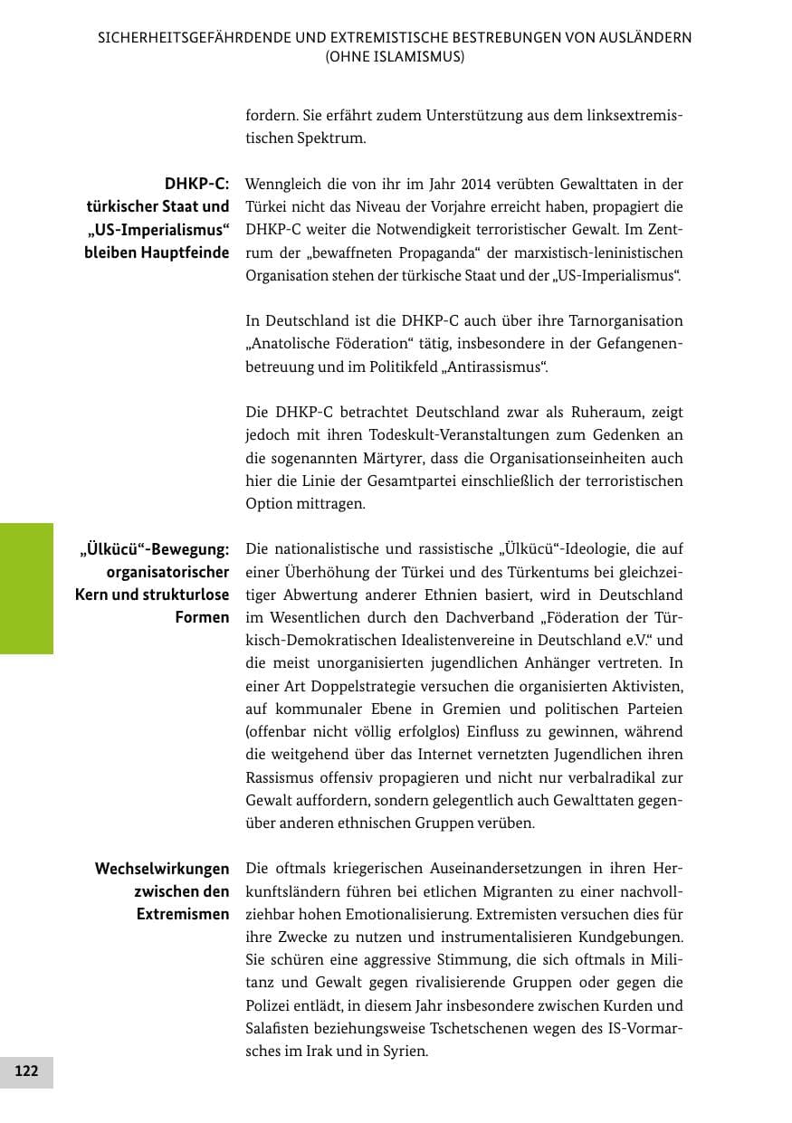 Seite 121 des Verfassungsschutzbericht 2014 Bund
