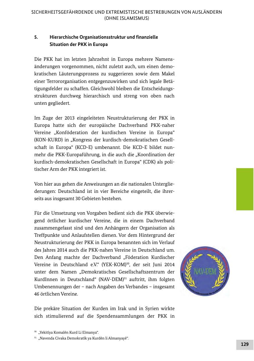 Seite 128 des Verfassungsschutzbericht 2014 Bund